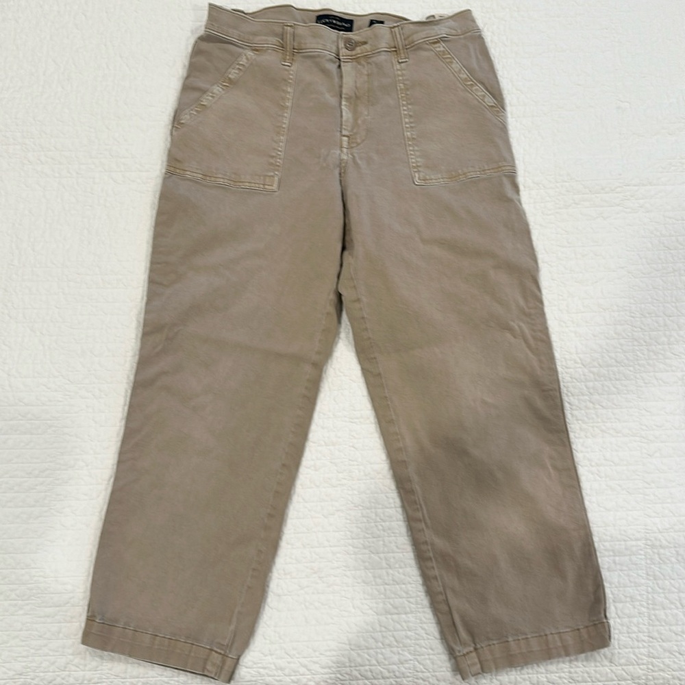Lucky brand cargo style khaki pants w black side stripe